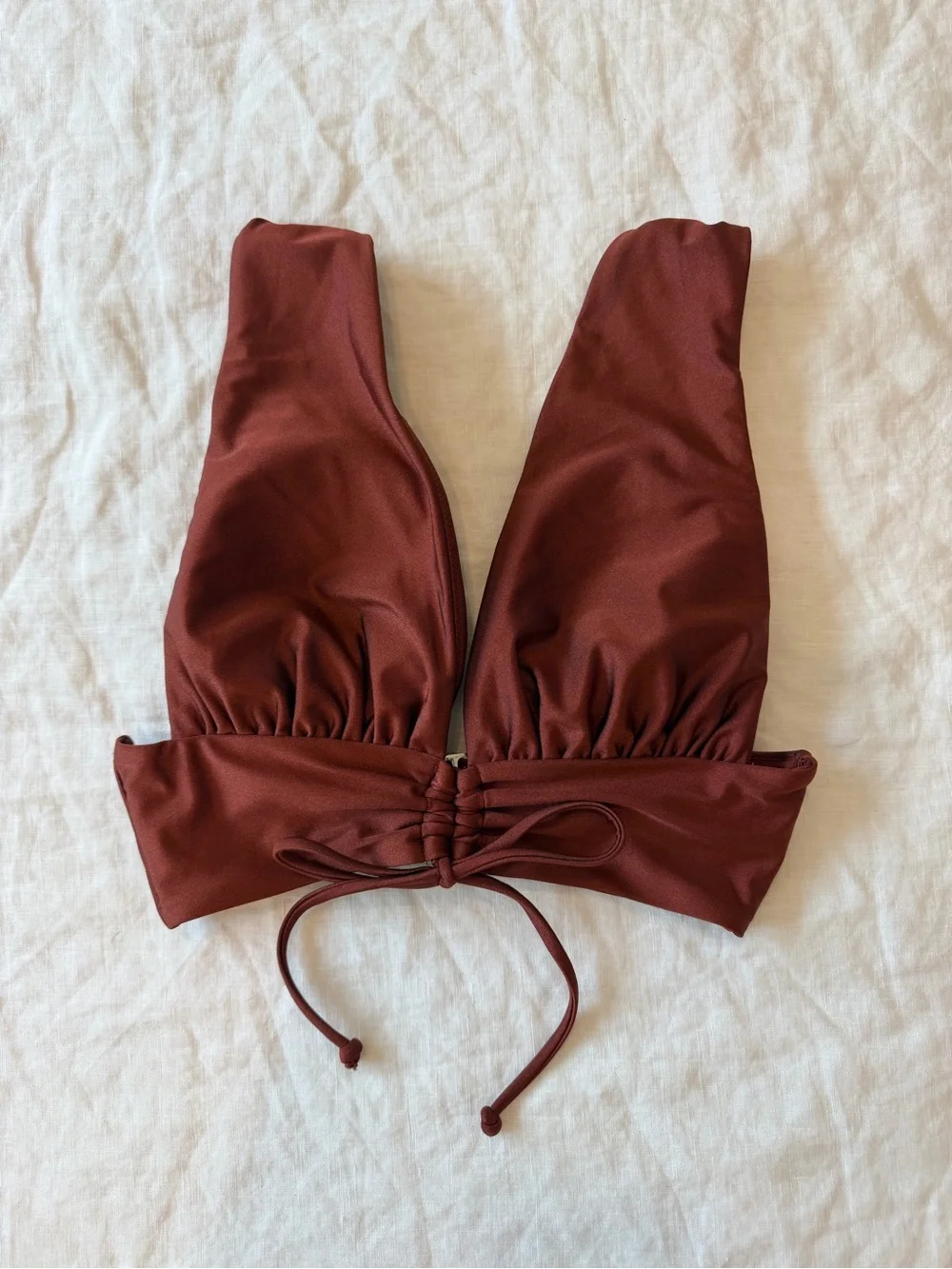 Andrea Iyamah Deep Brown Ruched Bikini Set